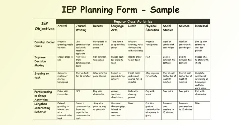 IEP plan sample